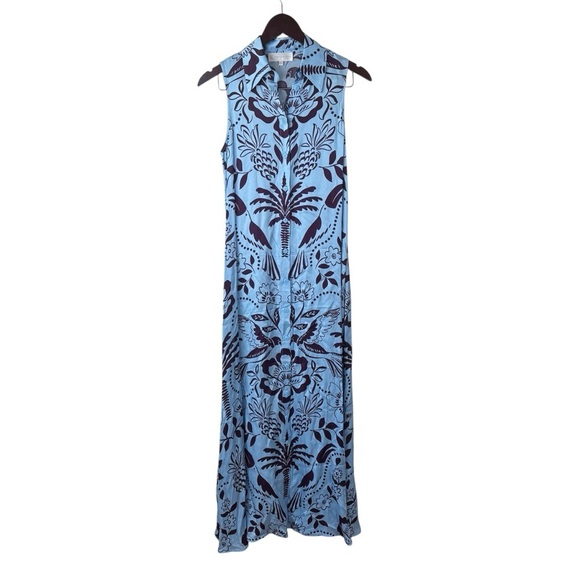 Corey Lynn Calter Tropical Sleeveless Shirt Dress Maxi Anthropologie Size XXS - Picture 3 of 8
